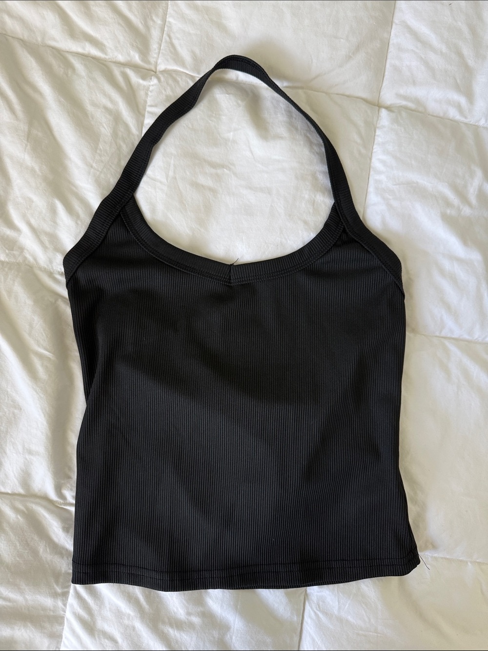 Black Ribbed Halter Tank Top Small